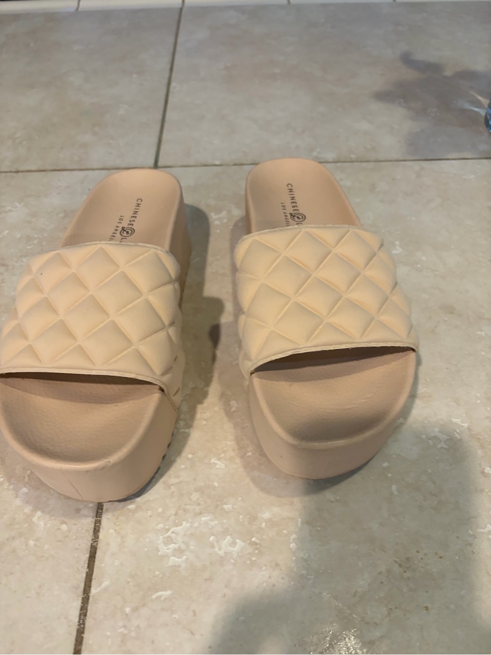 Chinese Laundry Quilted Slide Sandals - Beige Women Shoes size 37